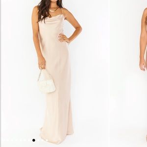 Show Me Your Mumu Tuscany Maxi Slip Dress Champagne Luxe Satin Size Small
